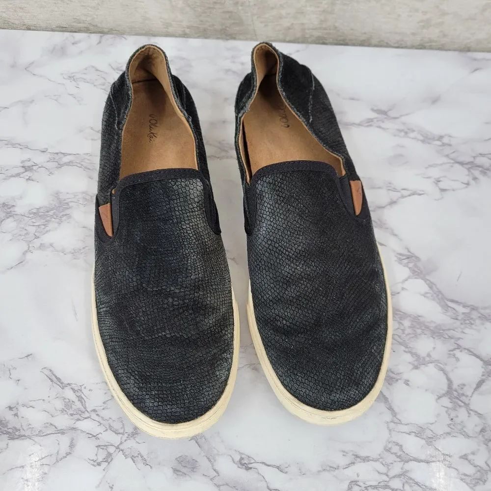 OluKai Pehuea Drop Heel Slip on Shoes Womens Size 9 EU 39 Black Leather